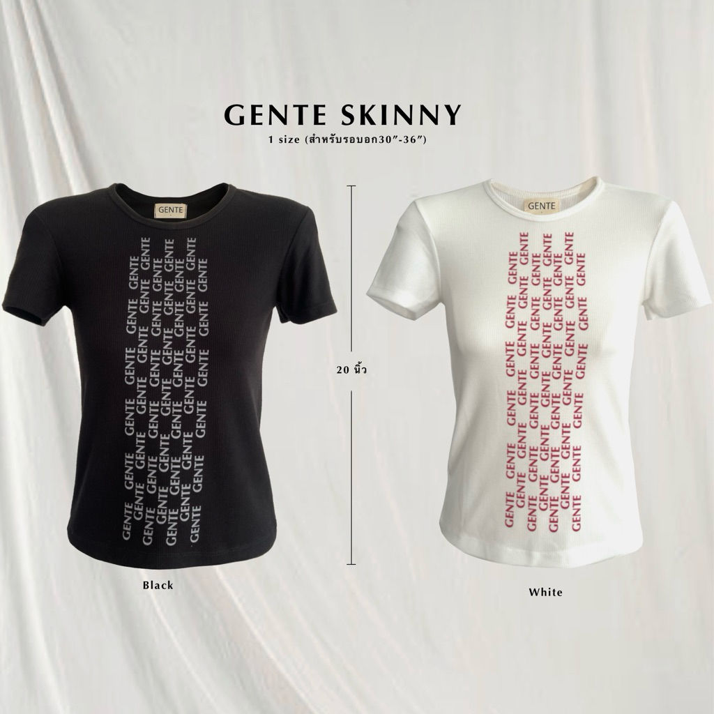 GENTE-Emma Skinny Tee(เสื้อยืดผ้าร่องคอกลมพิมพ์ลายGENTE)