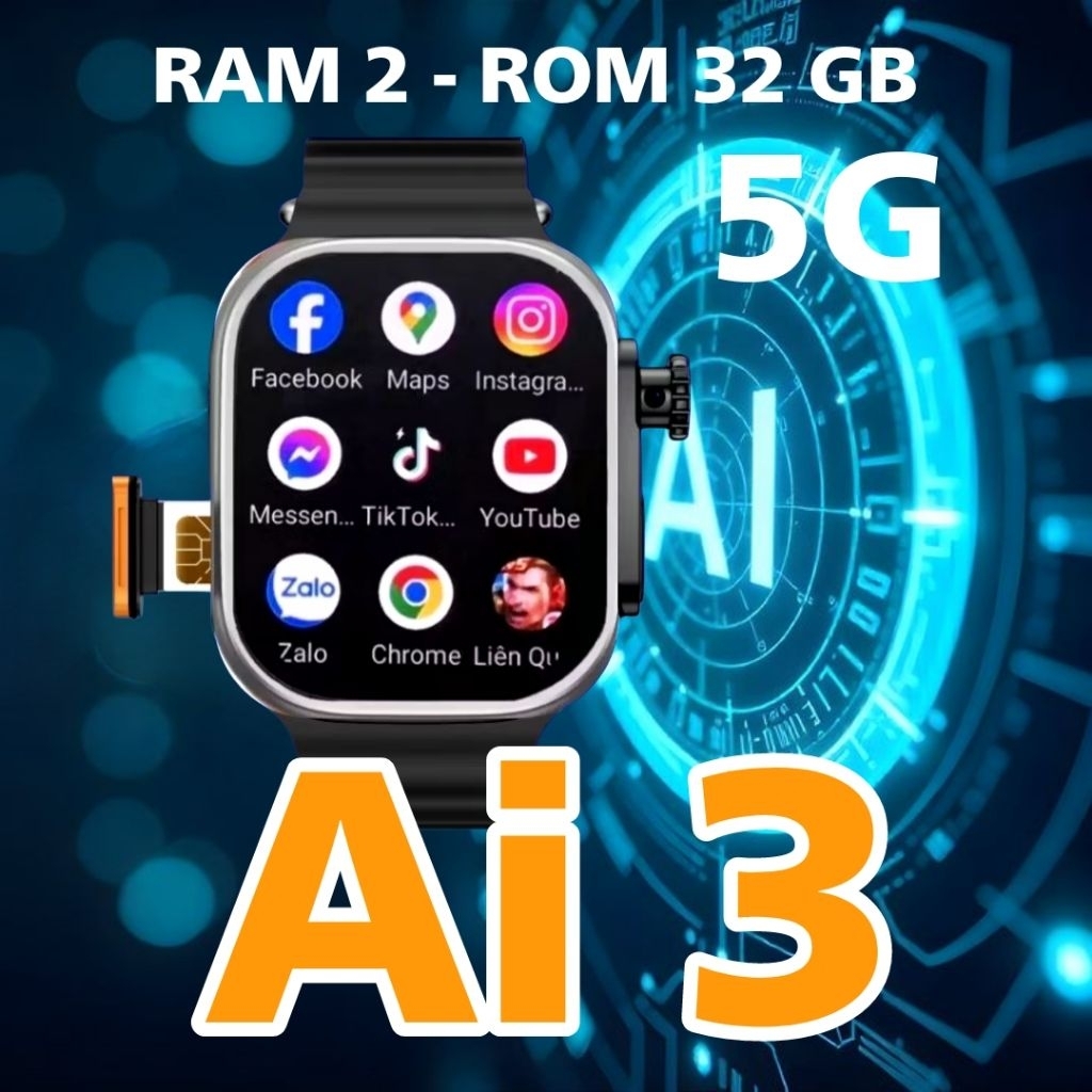นาฬิกา สมาร์ทวอช รุ่น Ai3 5G ใส่ซิม รองรับทุกเครือค่าย Wi-fi ความจำ 32 G ( แถมสาย แถมเคส แถมฟิล์ม แถ