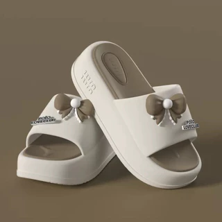 พร้อมส่ง รองเท้าแตะเสริมส้นนุ่มนิ่ม รุ่น soft ribbon มี36-40 สีดำ /น้ำตาล :8802
