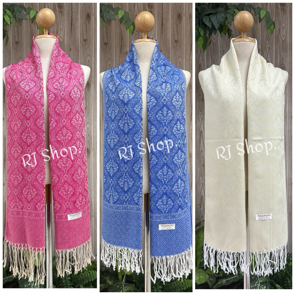🔥 #ผ้าพันคอ ผ้าคลุมใหล่ ผ้า Pashmina ผ้าลายไทย(2)ทรงพุ่มข้าว ขนาด 70*180 cm เหมาะชื้อเป็นของฝากได้จ้า