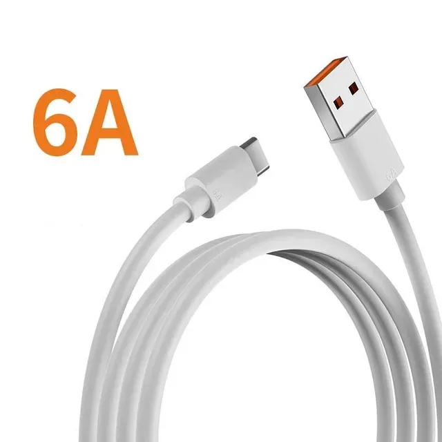 สายชาร์จข้อมูลแบบหัวเดียว Type-C ชาร์จเร็ว 6A สำหรับโทรศัพท์มือถือ
