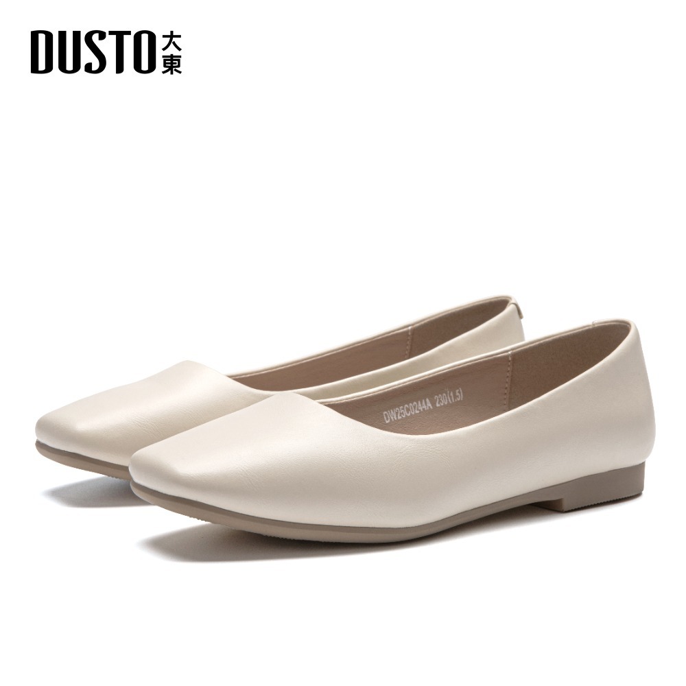 DUSTO แฟลตหัวเหลี่ยมสีงาช้าง พื้นเตี้ยใส่สบาย หนังนิ่มแมตช์ง่าย เหมาะกับทุกโอกาส
