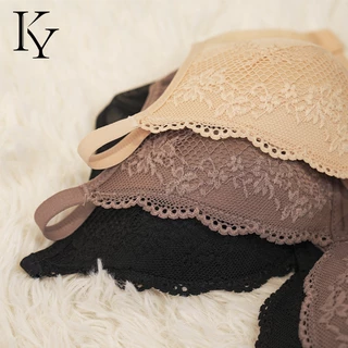 KY.Life-101 【ลูกไม้ลายไทย】คัพซิลค์ไฮเอนด์วีลึก ยกอกเน้นสัดส่วนเว้าโค้ง สัมผัสนุ่มละลายไร้กดอัด เอกลักษณ์ซู่ซ่าคลาสสิคสยา