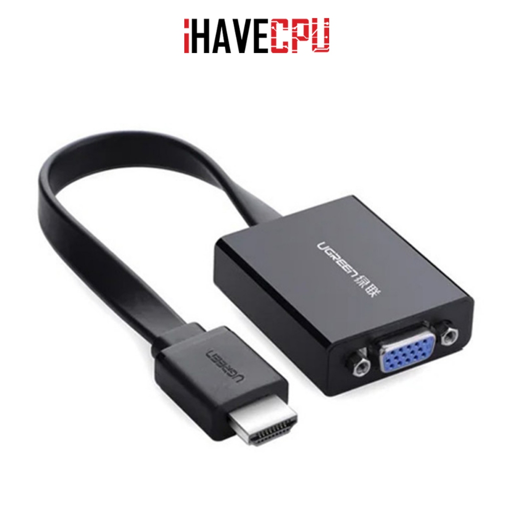 iHAVECPU ADAPTER/CONVERTER (อุปกรณ์แปลงสัญญาณ) UGREEN HDMI TO VGA WITH MICRO USB [40248] (BLACK)
