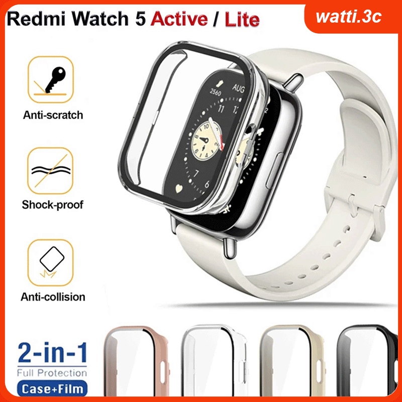 เคสกระจกนิรภัย + PC สำหรับ Xiaomi Redmi Watch 5 Active/Lite ฟิล์มกันรอยหน้าจอ เคสนาฬิกาสำหรับ Redmi Watch 5 Lite