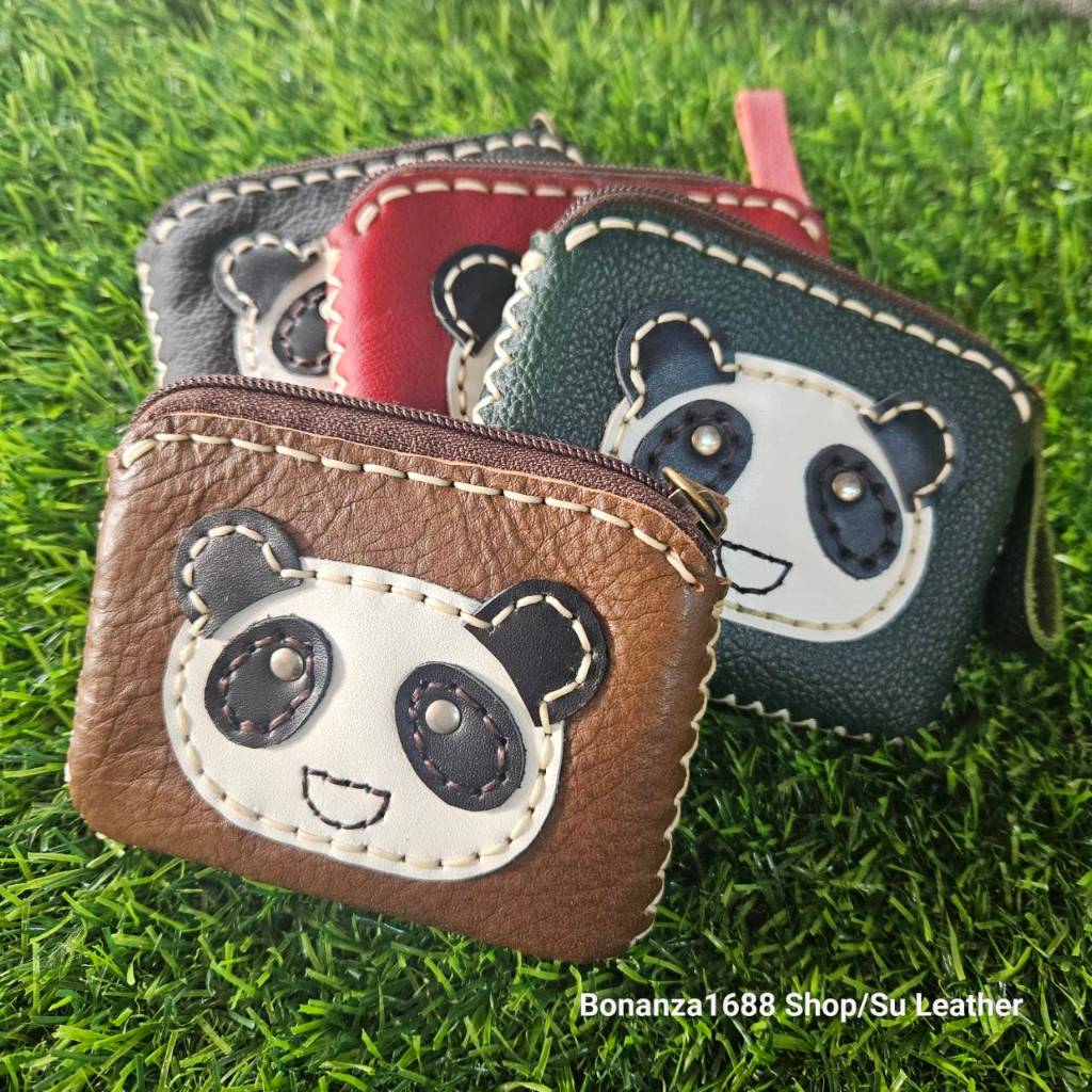 แพนด้า กระเป๋าใส่เหรียญ จากหนังแท้ ทั้งใบ ขนาด3.5 x 4.5 นิ้ว
