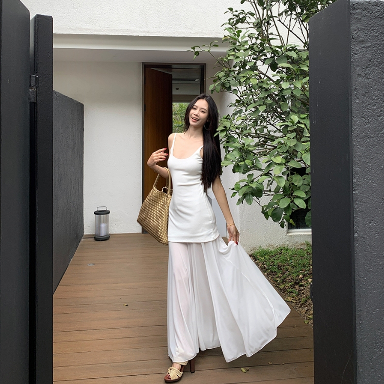 Dailywear พร้อมส่ง✨ชุดเดรสสลิปผู้หญิง ดีไซน์ผ้าพลีท ผ้าชีฟอง ดีไซน์ช่วงเอว เดรสทรงเอไลน์ - รูปที่ 2