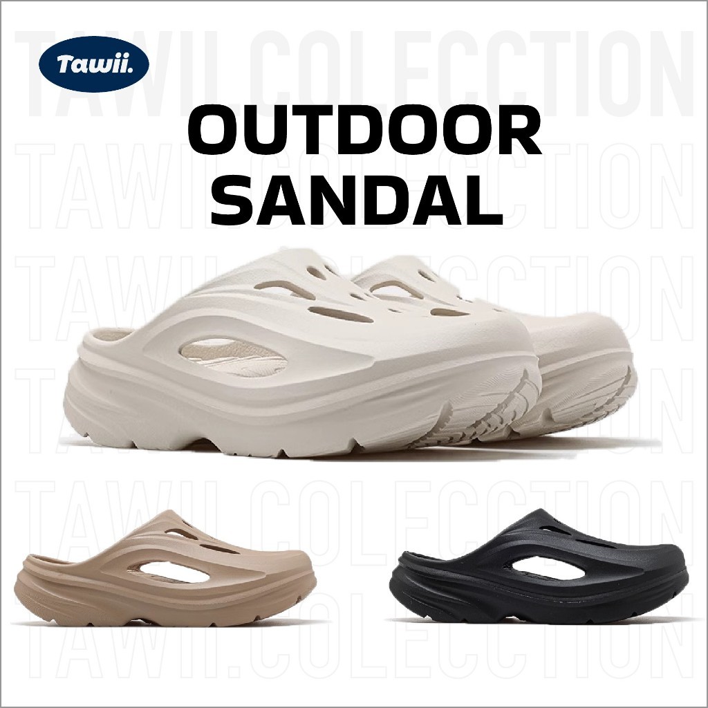 Tawii. รองเท้าแตะ กลางแจ้ง วัสดุ EVA กันลื่น พื้นรองเท้าหนา นุ่มสบาย Unisex.