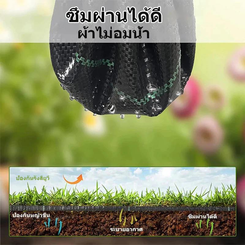 (หนาขึ้น) ผ้ากำจัดวัชพืช พลาสติกคลุมดิน ผ้าคลุมหญ้า น้ำซึมผ่านได้ คลุมวัชพืช - รูปที่ 2