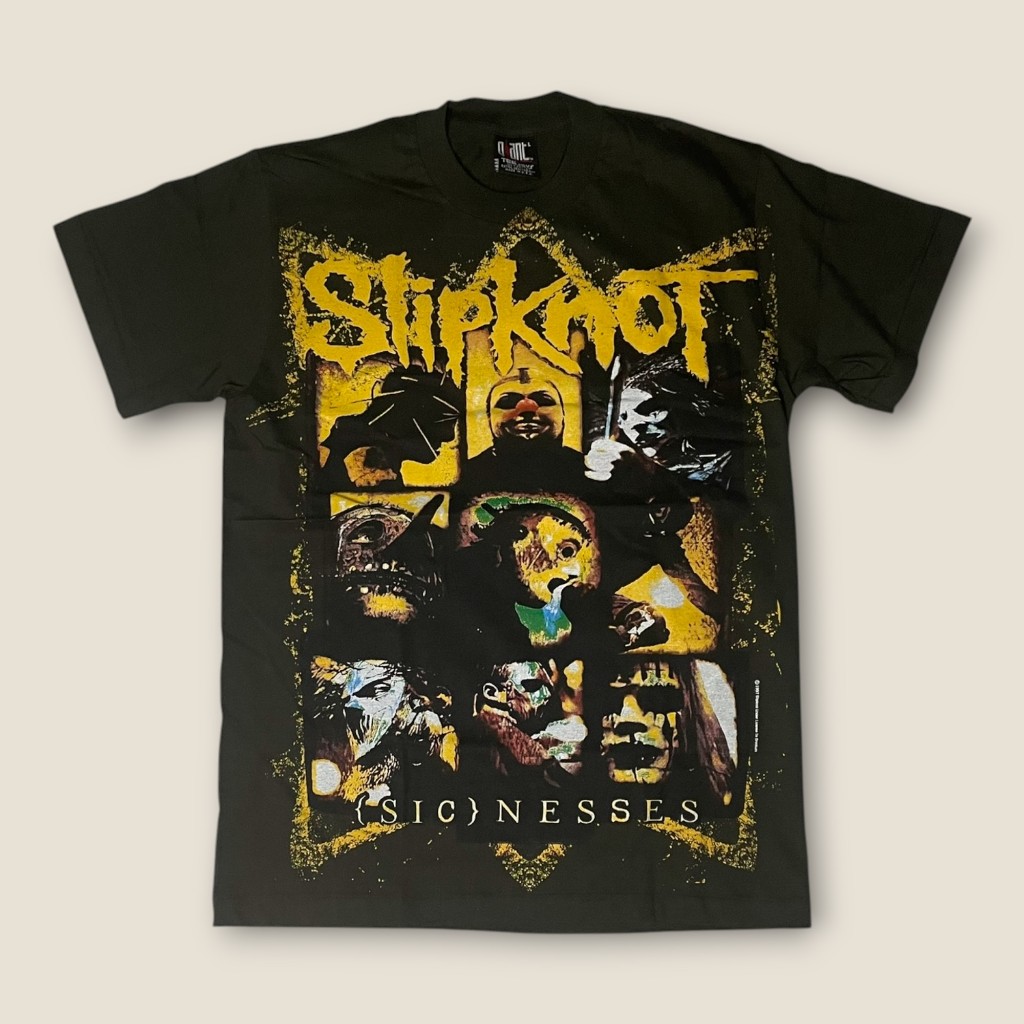 เสื้อวงSlipknot สีดำผ้าเฟด สไตล์วินเทจ สกรีนหน้าหลัง (M/L/XL)