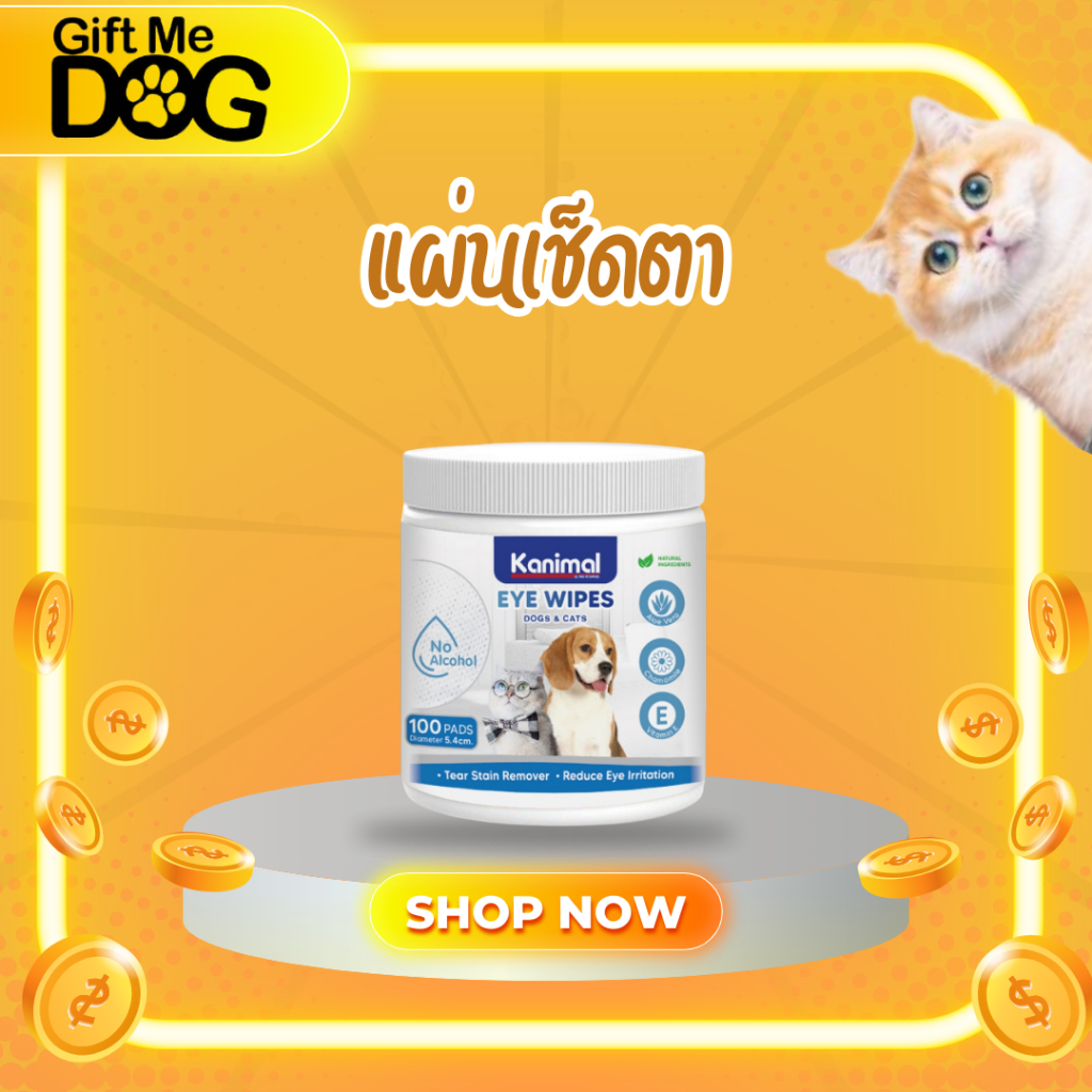 [01743] Kanimal Pet Ear Wipes ผ้าเปียกเช็ดหูสัตว์เลี้ยง แผ่นสี่เหลี่ยมผืนผ้า ขนาด 6.5 x 4.5 ซม. (บรรจุ 100 แผ่น / แพ็ค)