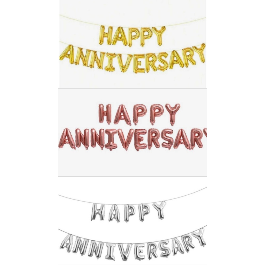 เซตฟอยล์ HAPPY ANNIVERSARY แบบฟอยล์แขวน ลูกโป่งฉลองครบรอบราคาถูก
