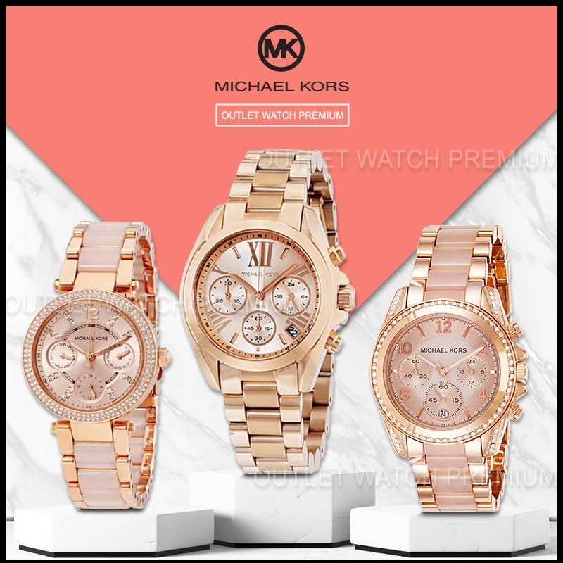 Michael Kors นาฬิกาข้อมือผู้หญิง Luxury กันน้ำ สายสแตนเลส สีโรสโกลด์ รุ่น MK6110 / MK5799 / MK5943