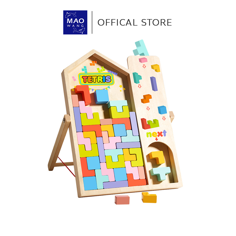 บล็อกตัวต่อ 3D Tetris ชิ้นใหญ่ จับง่าย ของเล่นเสริมพัฒนาการเด็ก บล็อกไม้สี