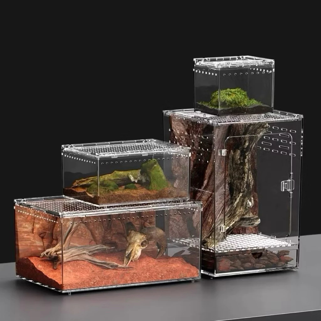 Barbarous Reptile Feeding Box กรงสำเร็จรูป พร้อมใช้ กันน้ำใส่น้ำได้ กล่องเลี้ยงสัตว์เลื้อยคลาน​​ งู​ ตะขาบ​ กิ้งก่า​ PC