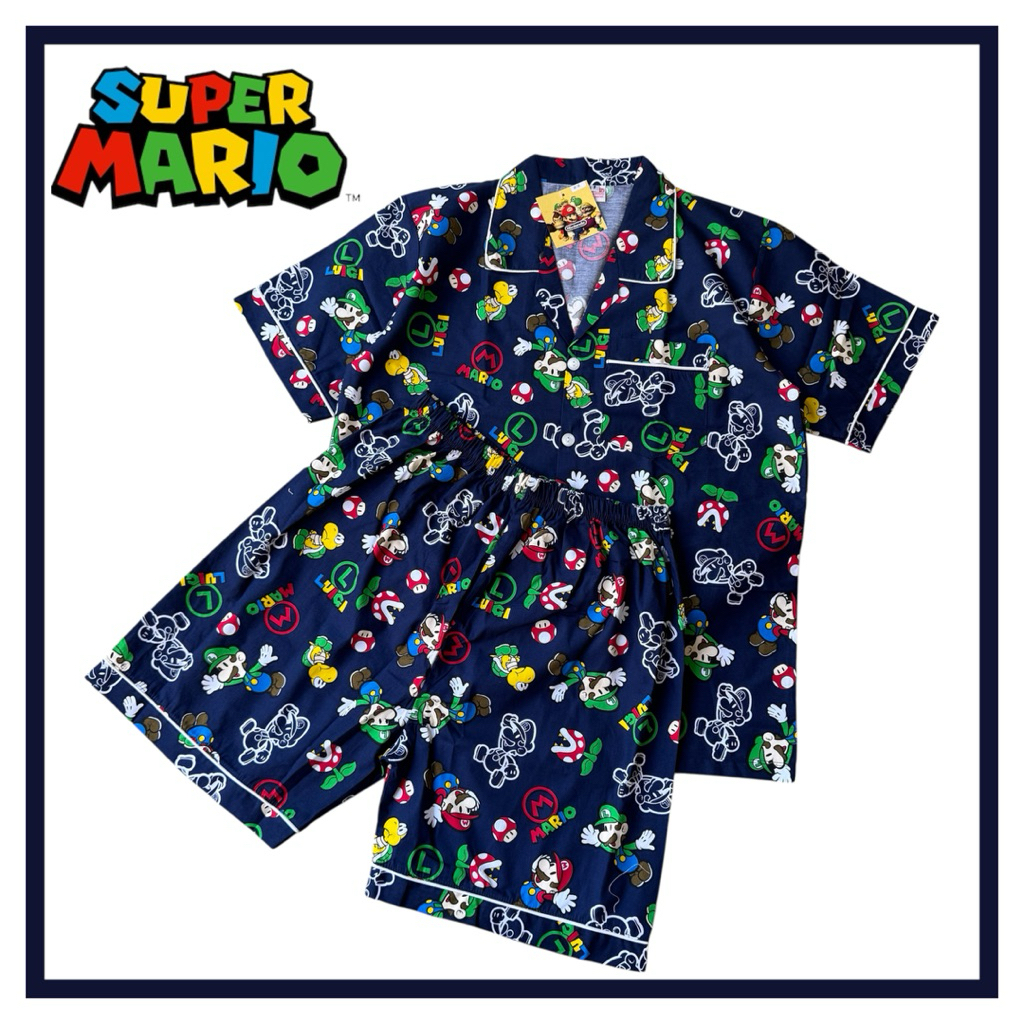 ชุดนอน ผ้าคอตตอนพิมพ์ลาย Mario มาริโอ้ มีไซส์ F/2XL (รอบอก42/46)  ลิขสิทธิ์แท้