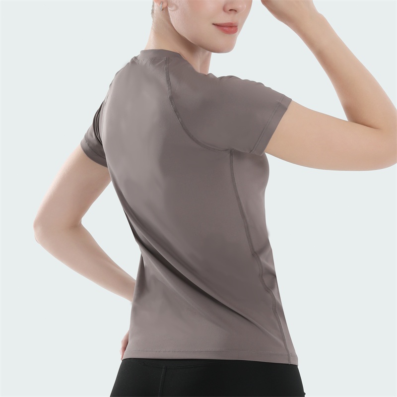 FitYoga โยคะสวมใส่ผู้หญิงฤดูร้อนกีฬาด้านบนระบายอากาศแขนสั้นเสื้อยืดด้านนอกสวมใส่วิ่งออกกำลังกายสวมใส่ - รูปที่ 7