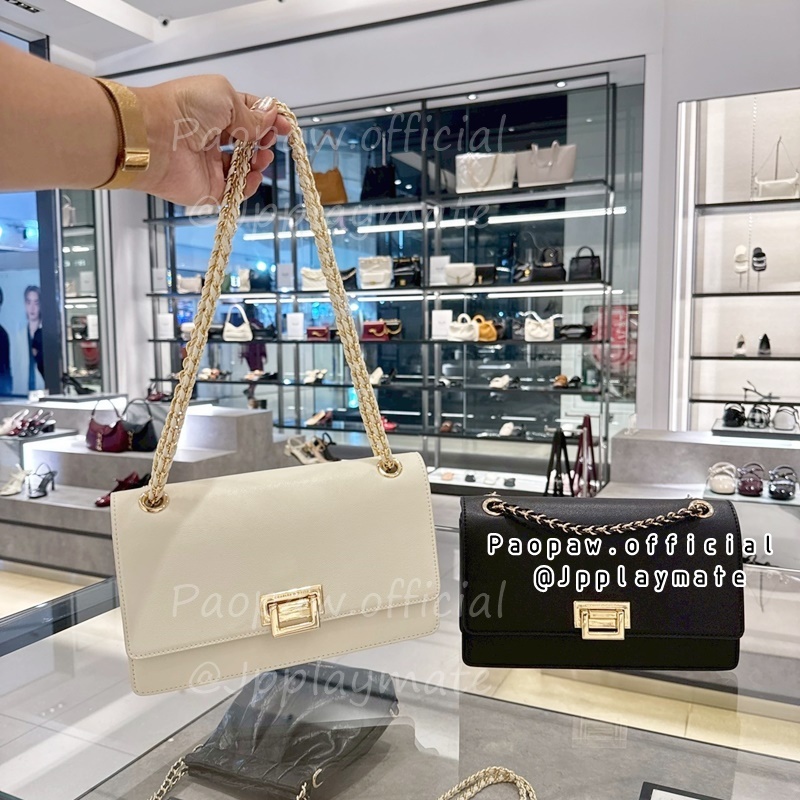 กระเป๋าสะพายข้าง Charles & Keith รุ่น CHAIN STRAP SHOULDER BAG : CK2-20840206 สีขาว สีดำ แท้ 100% พร้อมถุงกระดาษ