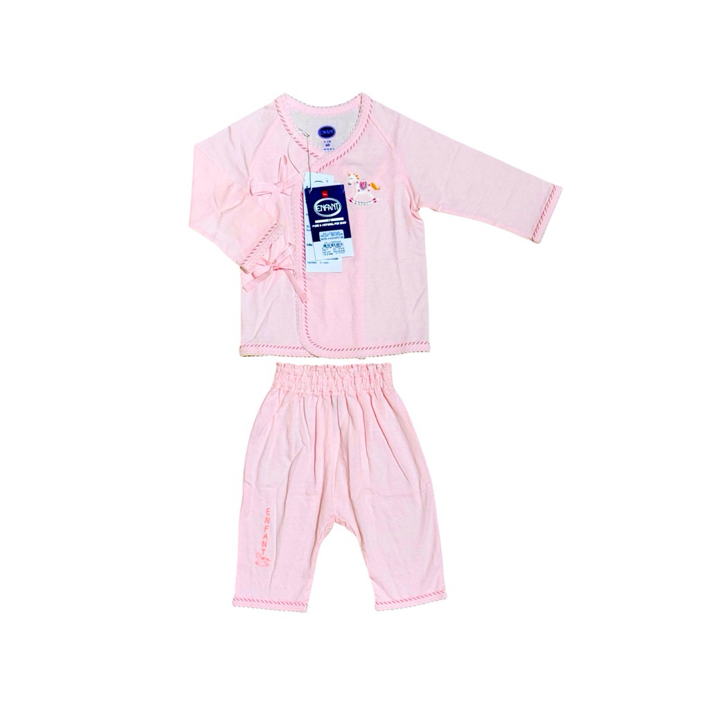 Enfant New Collection อองฟองต์ ชุดนอนแขนยาว ขายาว ผูกหน้าลายใหม่ สำหรับเด็กอายุแรกเกิด ถึง 6เดือน