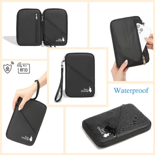 SeaChoice กระเป๋าใส่พาสปอร์ตสำหรับครอบครัว กระเป๋าใส่พาสปอร์ตป้องกัน RFID กระเป๋าจัดระเบียบเอกสารการเดินทาง ยูนิเซ็กซ์
