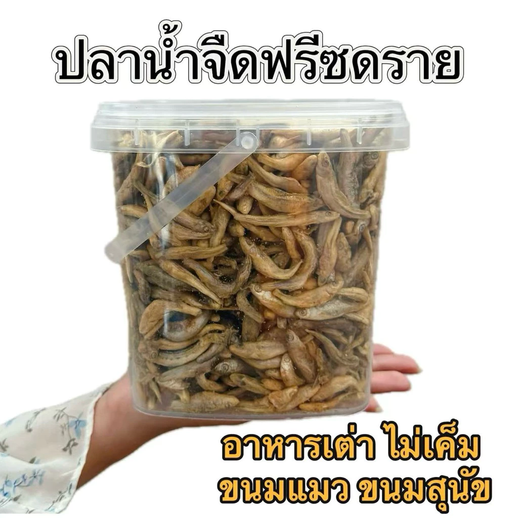 ปลาน้ำจืดฟรีซดราย Momosan ไม่เค็ม ขนมแมว ขนมสุนัข เพิ่มแคลเซียม ปลาอบแห้ง ไม่ปรุงรส ประมาณ 5ซม