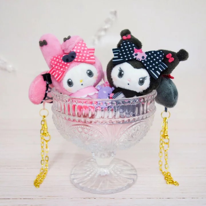 พวงตุ๊กตา Japan Sanrio Mascot Bag Charm : MyMelody 50th & Kuromi 20th Anniversary Fruits Apple Pink
