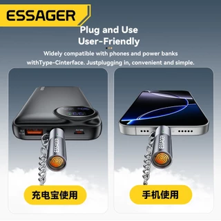 Essager ที่จุดบุหรี่ Type-C พกพาสำหรับการเดินทาง ใช้งานได้กับอุปกรณ์หลายชนิด