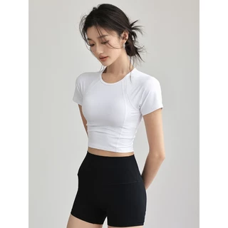 GYMHUB เสื้อสั้นออกกำลังกาย ระบายอากาศ แขนสั้น สำหรับโยคะ พิลาทิส ดีไซน์กระชับ