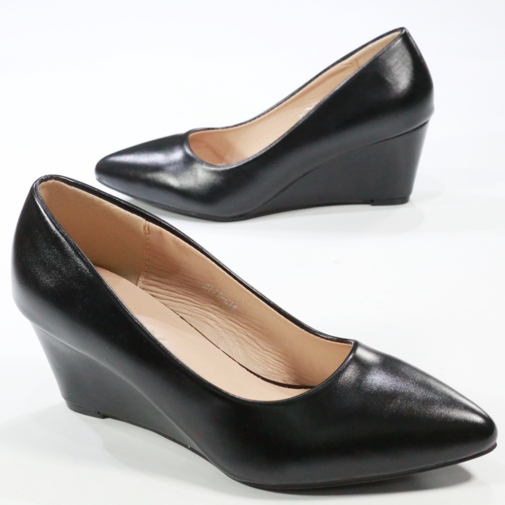 2177-C1A,C1B รองเท้าคัทชูหัวแหลมส้นเตารีด3" หนังนิ่มpu หนังแก้ว FAIRY