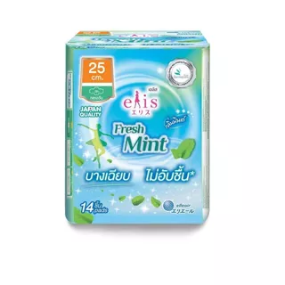 เอลิส เฟรชมินต์ ผ้าอนามัย มีปีก สำหรับกลางวัน ขนาด 25 ซม. แพ็ค 14 ชิ้น / Elis Fresh Mint 25cm. 14pcs