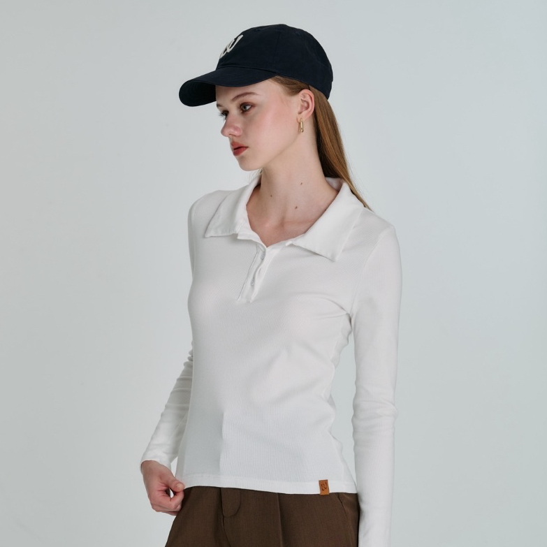 Polo Rib with Leather Patch เสื้อโปโลแขนยาว - TPW08603