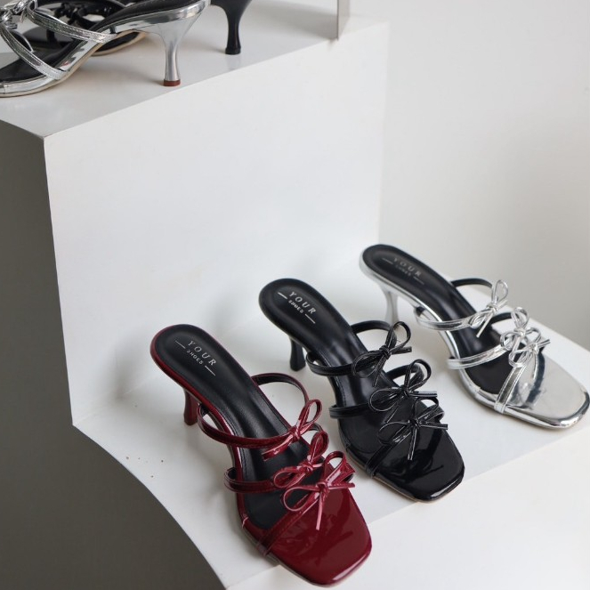 YOURSHOES A77 / รองเท้าส้นสูง 3 นิ้ว รองเท้าแต่งหน้าโบว์ รองเท้าใส่ออกงาน
