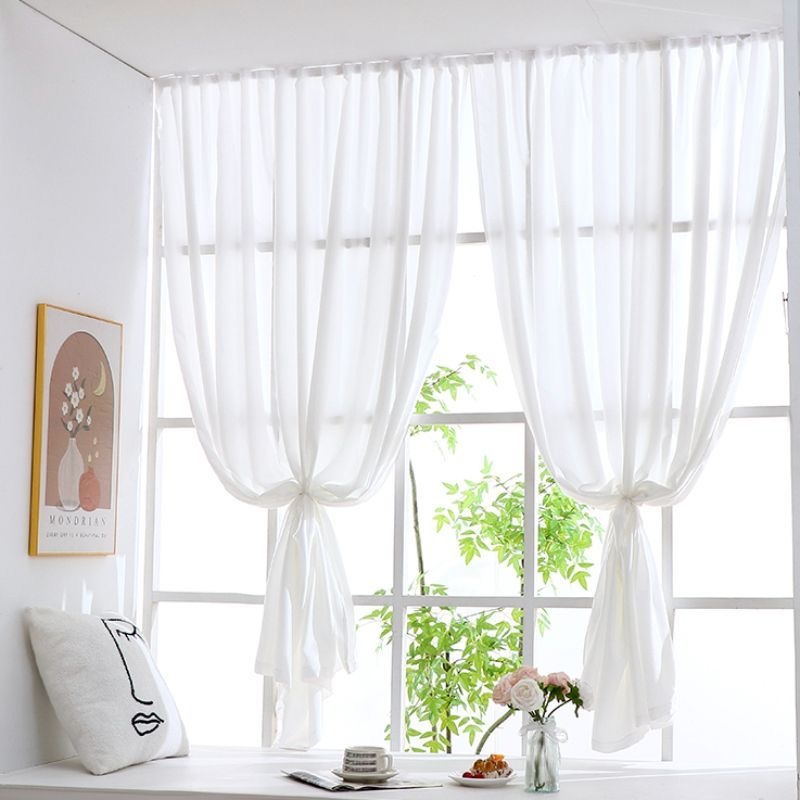 แนะนำ ผ้าม่าน ผ้าม่าน ม่านโปร่งแสงสีขาว สไตล์มินิมอล ผ้าม่านตีนตุ๊กแก ผ้าม่านประตู ไม่ต้องเจาะผนัง ราคาพิเศษ มีเก็บเงินปลายทาง