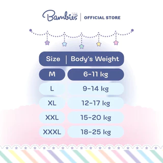 Bambies Twinkle Night ซึมซับดียาวนาน ผ้าอ้อม แบมบี้ส์ แพมเพิส แบบกางเกง S-XXL