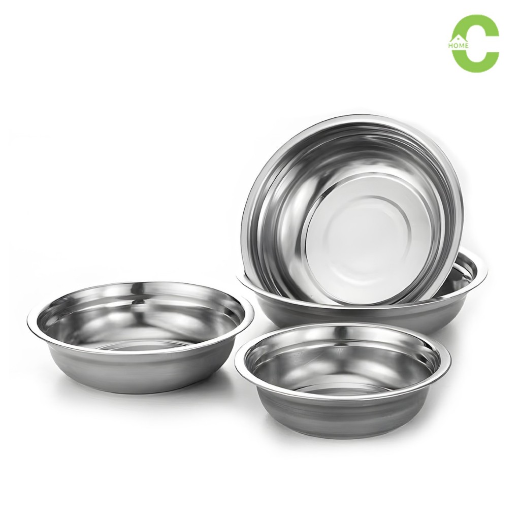 HOMEC กะละมังสแตนเลส sus201 soup basin มีให้เลือก 4ขนาด วัสดุสแตนเลสเกรดอาหาร 304 มาตรฐาน Food Grade