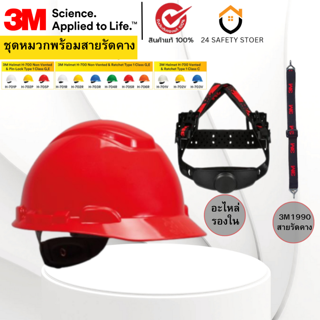 3M™ H-705SFR-UV HH UV RED RAT หมวกนิรภัย หมวกวิศวะ 3M สีแดง (รุ่นไม่มีรูระบายอากาศ)