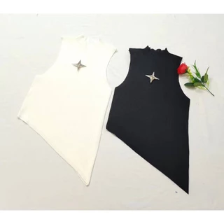 MQzz4289 *พร้อมส่ง* เสื้อกั๊กแขนกุด ดีไซน์รูปดาวกระจาย สวยเซ็กซี่ไม่ไหว FreeSize