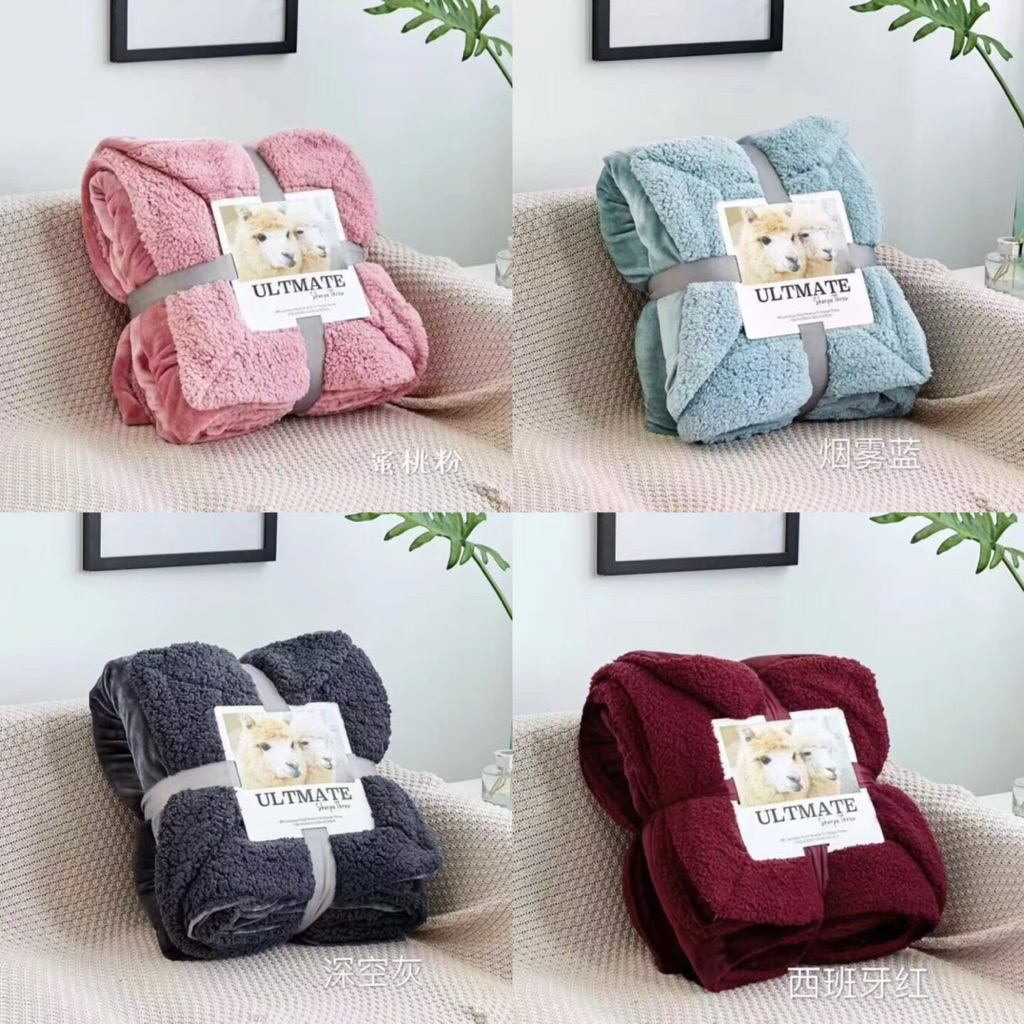 พร้อมส่ง ผ้าห่มขนแกะ 200*230cm 7*8ฟุต 1.8-2kg หนาๆนุ่ม