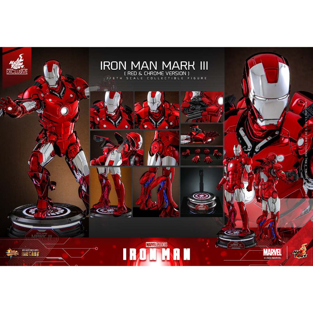 Hot Toys MMS744D64 Iron Man 1/6th Scale Iron Man Mark III (Red & Chrome Version) 3,000 units [พร้อมส
