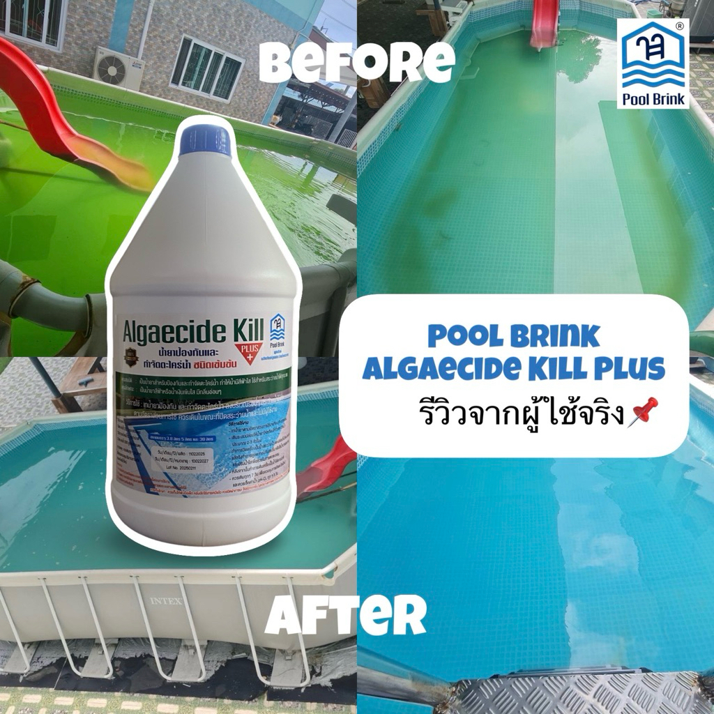 น้ำยาป้องกัน และกำจัดตะไคร่น้ำ ชนิดเข้มข้น (Pool Blink Algaecide Kill Plus+)