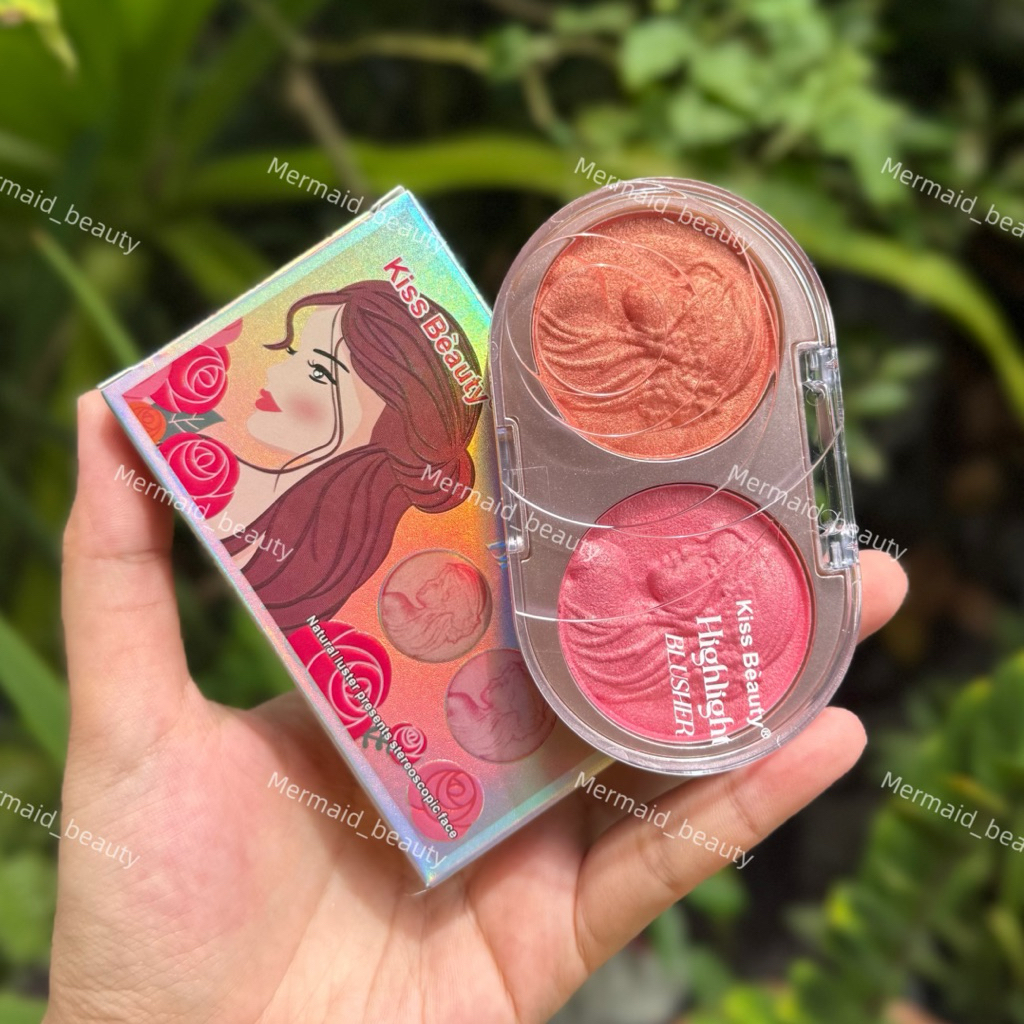 💓ส่งเร็ว บลัชหน้าเงา ปัดแก้มหน้าฉ่ำ kiss beauty highlight blusher