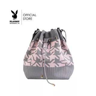 PLAYBOY รุ่น Knitzy Women's Bag กระเป๋าสะพายข้างไหมพรมผู้หญิง รหัส ST-BS252PB132 ดีไซน์ขนมจีบ ไหมพรมถักลายโลโก้