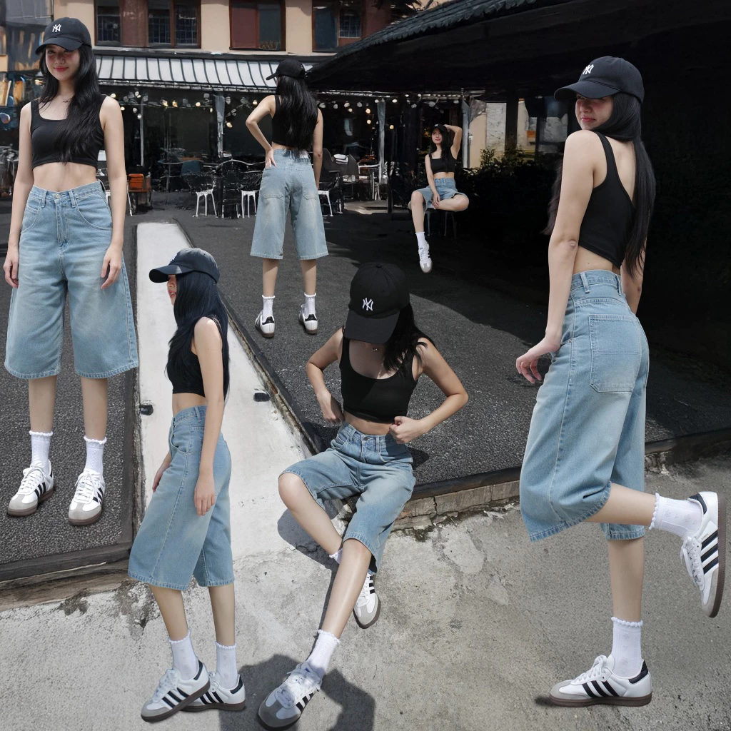 กางเกงยีนส์ 4 ส่วน ทรงตรง รุ่น Maziki Jeans