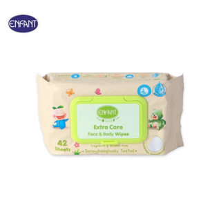 ENFANT (อองฟองต์) Extra Mild Care & Body Wipes ผ้าเช็ดทำความสะอาดแบบเปียก สูตรน้ำ EDI 99.9% 1แพ็ค/2ห่อ 42แผ่น/