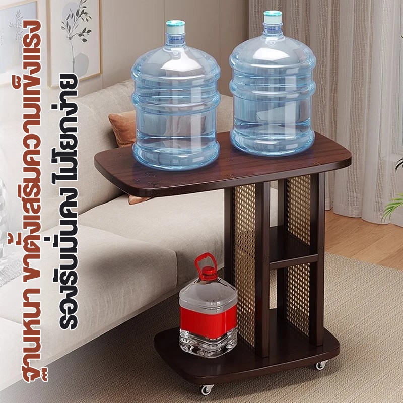 🐼โต๊ะข้างเตียงมินิมอล มีล้อ รถเข็นเก็บของ โต๊ะข้างโซฟา ประกอบง่าย พร้อมล้อเลื่อน 360°  มีกำลังรับน้ำหนักได้ดี - รูปที่ 4