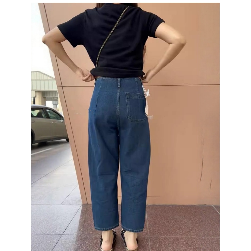 Beautified  กางเกงยีนส์ยืด 9 ส่วน เอวสูงสไตล์วินเทจ ดูผอมสำหรับสาวไซส์ใหญ่ V125 - รูปที่ 2