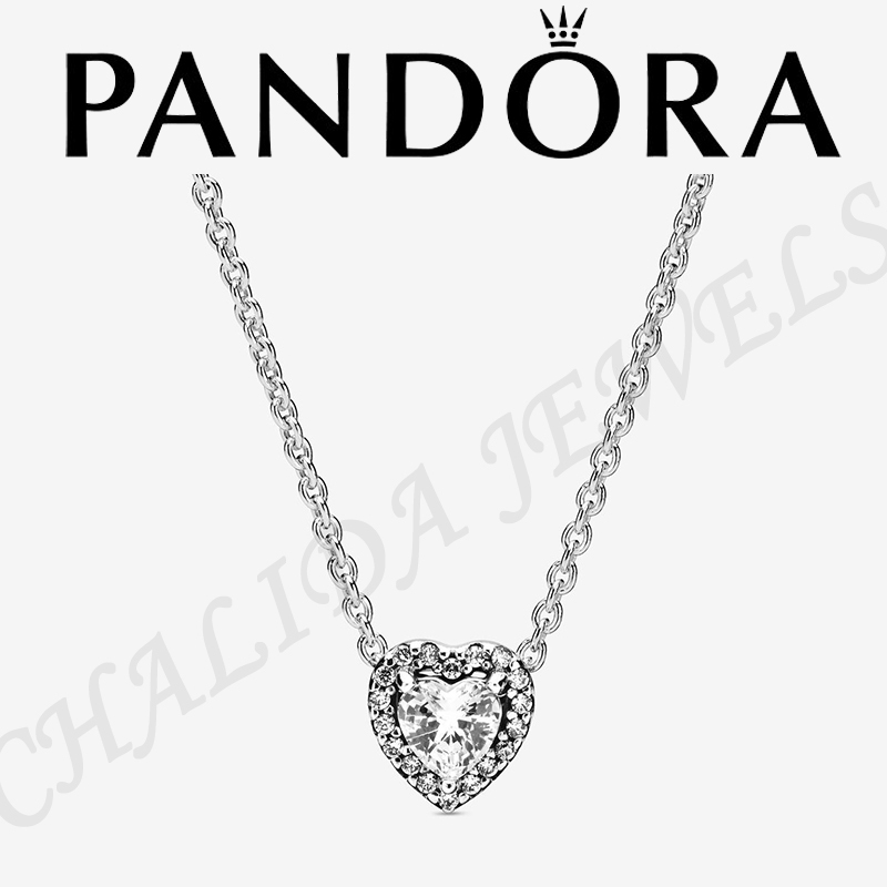 🥇สินค้าแท้ 100%🥇 Pandora s925 silver heart-shaped necklace สไตล์เทรนดี้ ทรงเพชร