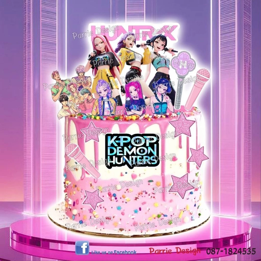แผ่นเวเฟอร์ Photo Cake ลาย🎉 เพิ่มความปังให้เค้กของคุณ!ด้วยแผ่นเวเฟอร์ ตกแต่งเค้ก/คัพเค้ก K-POP Demon Hunter สุดเท่