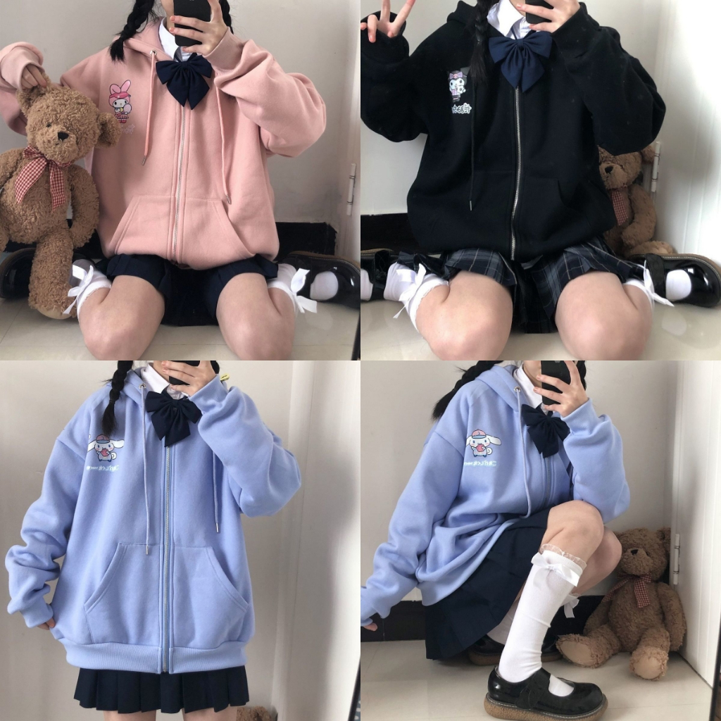เสื้อสเวตเตอร์มีฮู้ด แจ็คเก็ตคาร์ดิแกน ปักลายน่ารัก สำหรับผู้หญิงเกาหลี สวมใส่ได้ทุกวัน