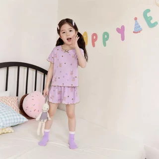 Beryl kids🌸ชุดนอนเด็ก🎀ชุดเด็กผู้หญิง แขนสั้น+กางเกงขาสั้น ฤดูร้อน ลำลอง นุ่ม สบาย ผ้าใส่เย็นสบาย แฟชั่นสไตล์เกาหลีสุดน่า